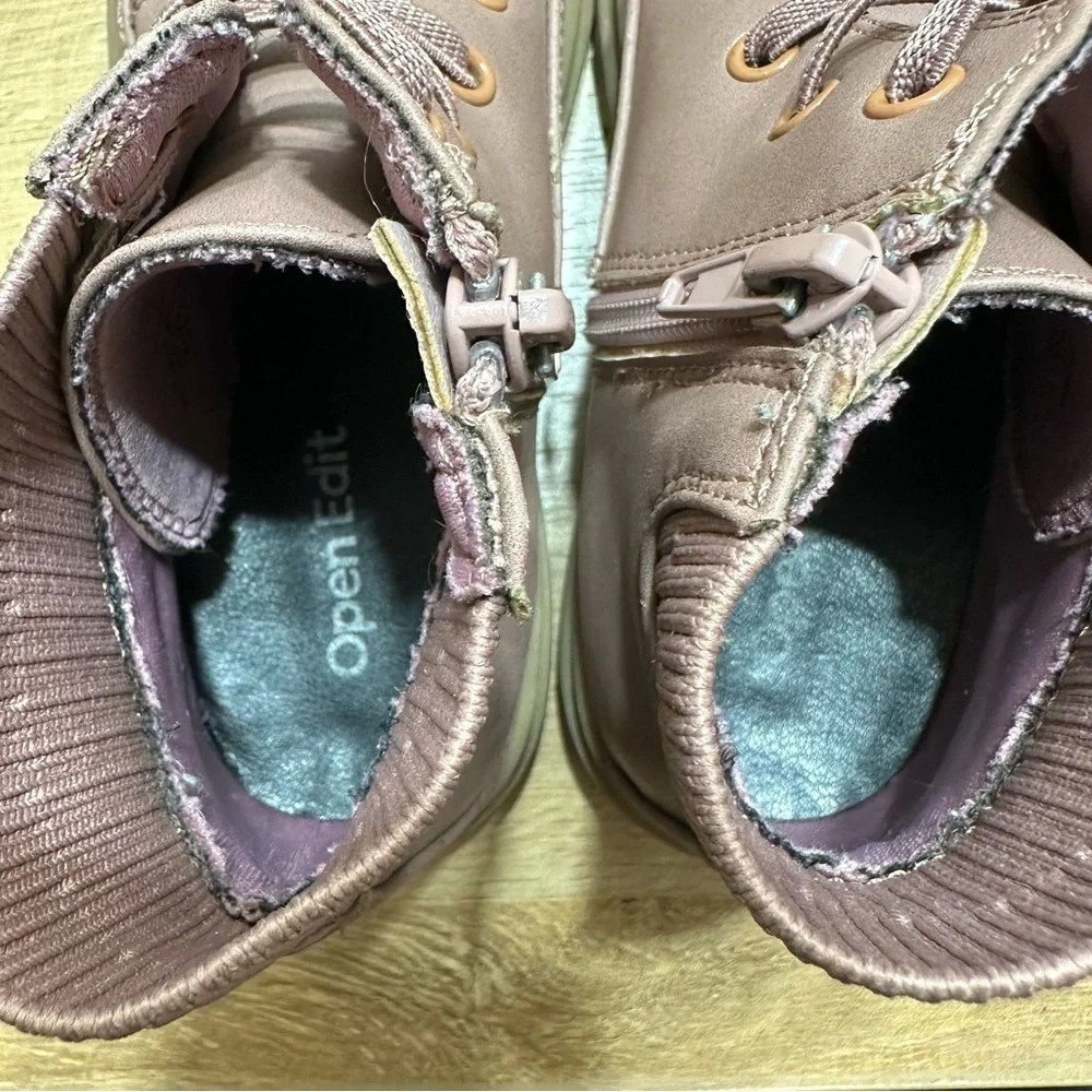 Open Edit Kaylee Leather Boot Pink Burlwood